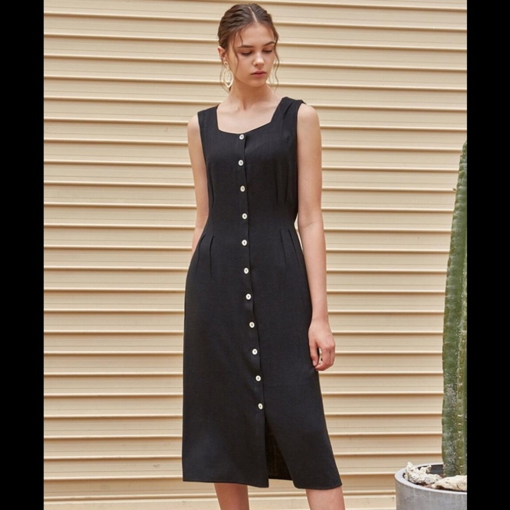 Hunt Club Maxi dress 6M Buttons Front Pencil Straight sleeveless pockets
